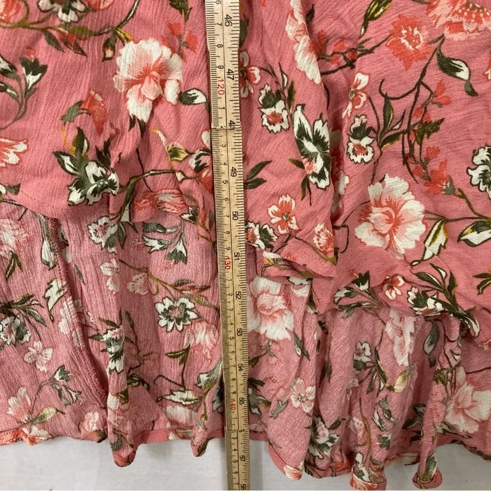 New Sangria‎ Mauve Pink Floral Ruffle High Low Maxi Dress size XXL
